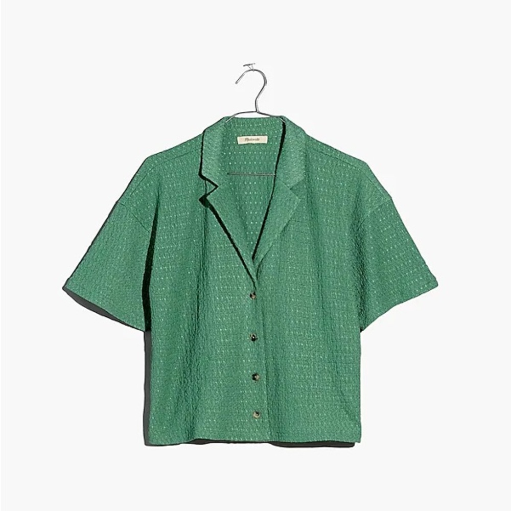 Madewell Crinkle Knit Button Front Top - M